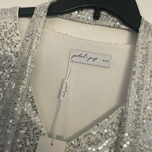 Monica Sequin Playsuit in Silver sz L by Petal and Pup NWT